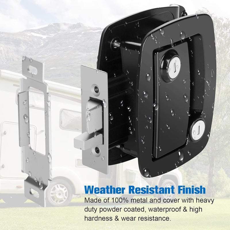 BEBOBLY 2 Packs RV Locks for Travel Trailers, RV Entry Door Lock with Paddle Deadbolt, 100% Zinc Alloy Metal Camper Door Latch Replacement Kit, with RV Keys for Camper Cargo Hauler, Black - Image 4